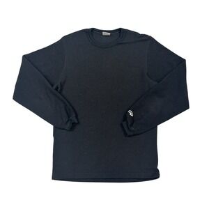 DuoFold Sweatshirt‎ Mens M Black Thermal Fleece Lined Crew Neck Pullover Comfy